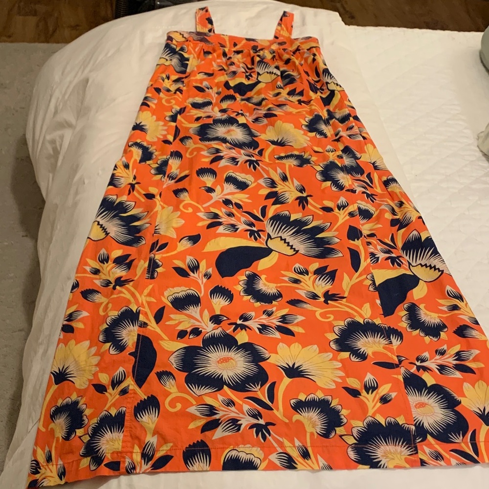 J. Crew Orange and Blue Floral Maxi Dress